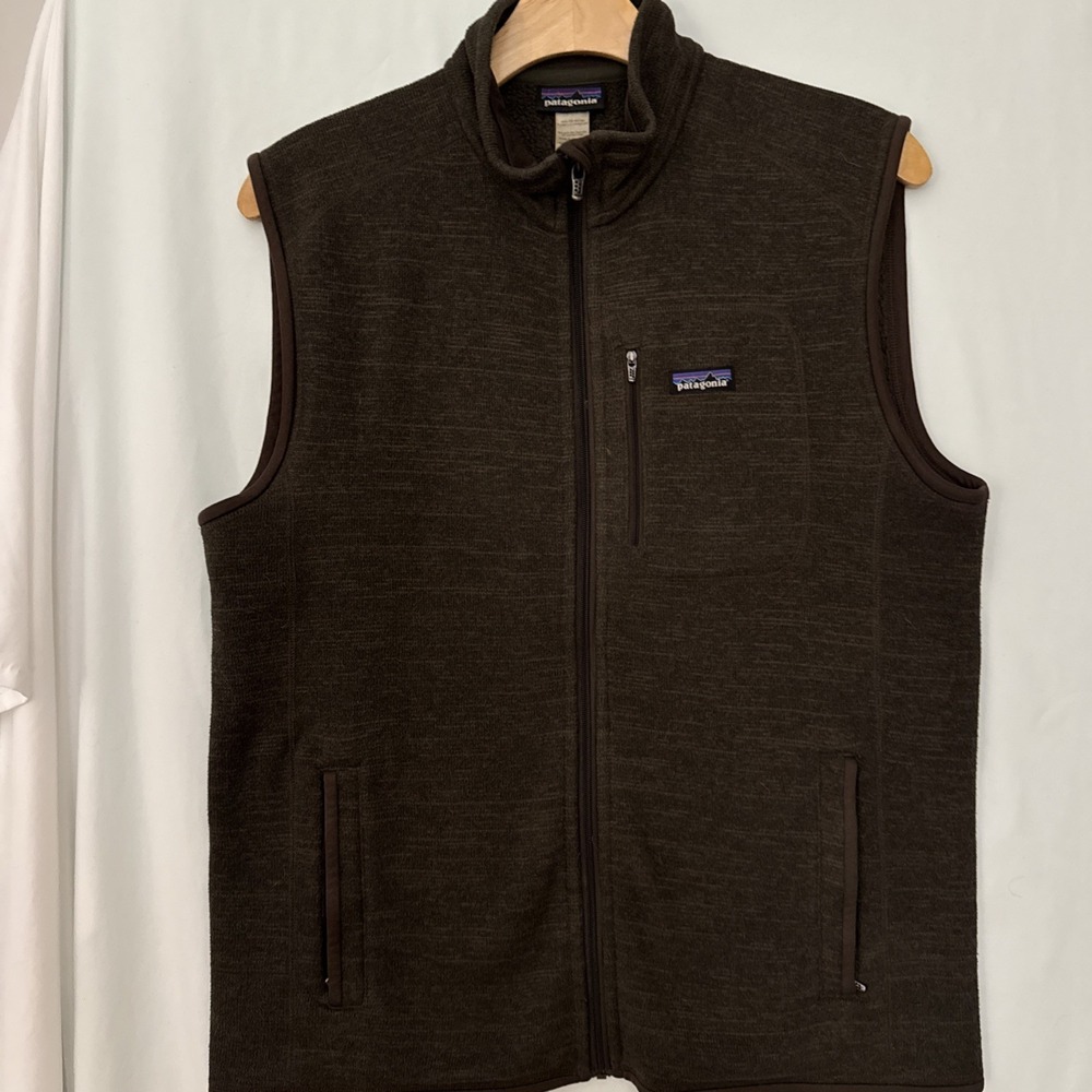 Patagonia Men's XL Better Sweater Fleece Vest Brown Full Zip Chest Pocket